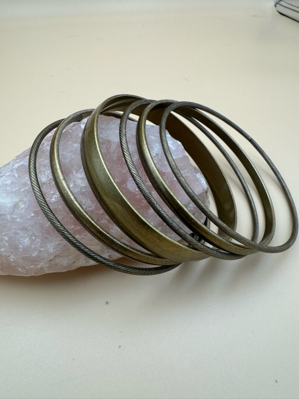 Set of Antique Brass Tone Bangle Bracelets. 108